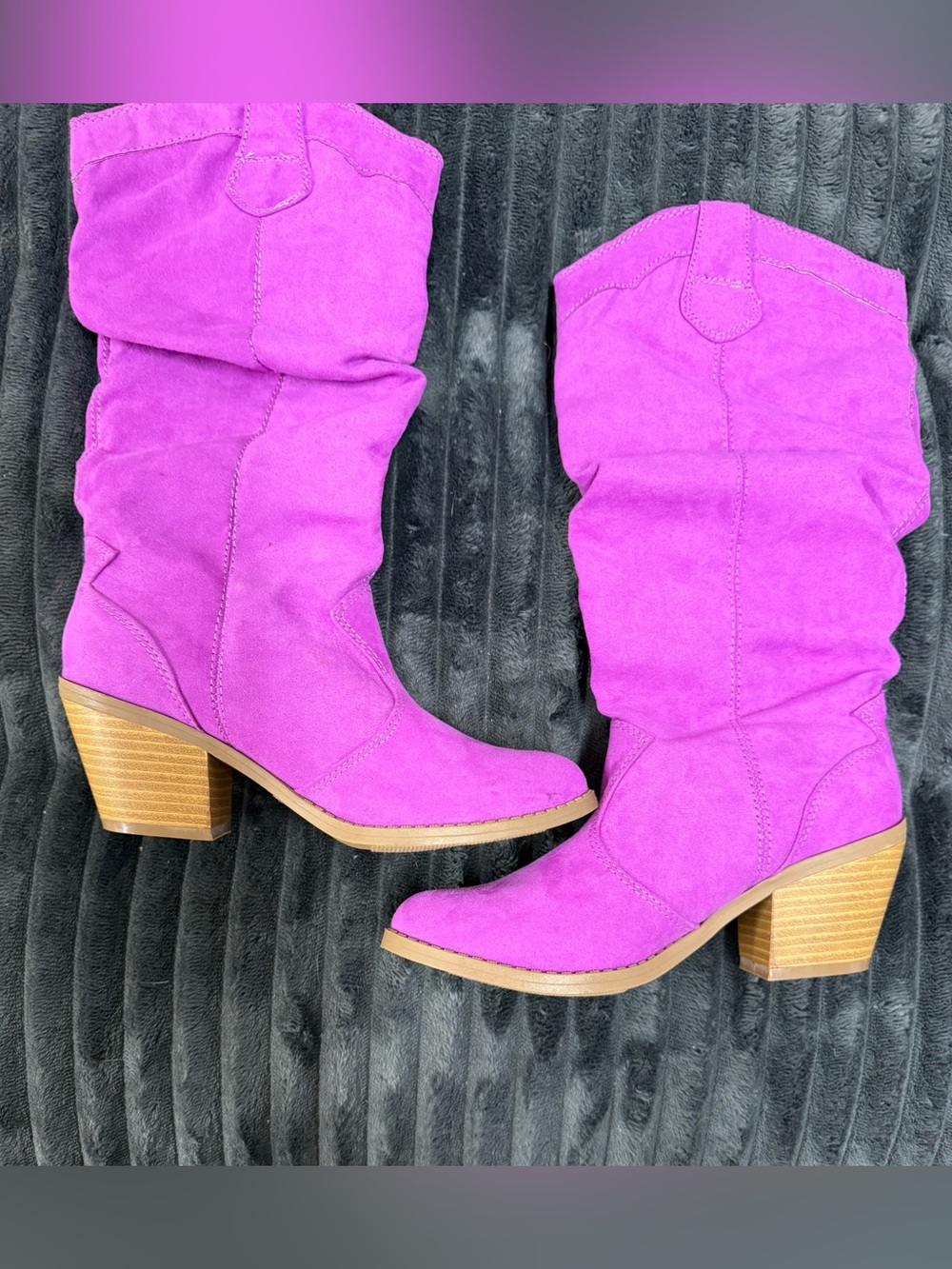 Qupid Suede Mid-Calf Slouchy Heeled Boots